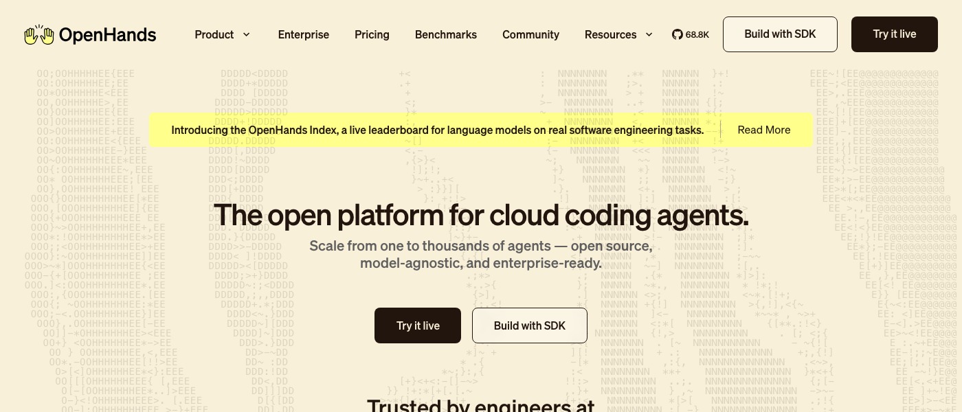 Original OpenHands Homepage Hero
